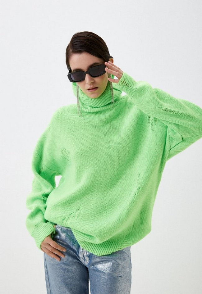 Вязаный свитер Pink Summer. Цвет: зеленый.  Сезон: Осень-зима