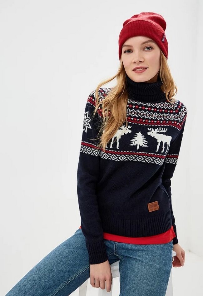Вязаный свитер Original Siberia. Цвет: синий.  Сезон: Осень-зима