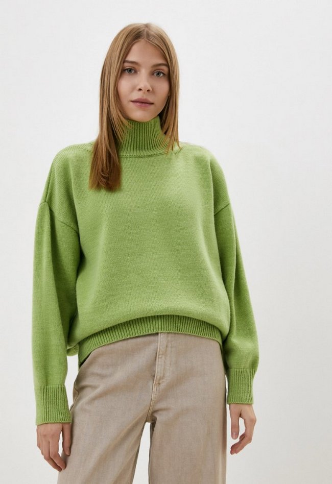Вязаный свитер Kira Mesyats. Цвет: зеленый.  Сезон: Осень-зима