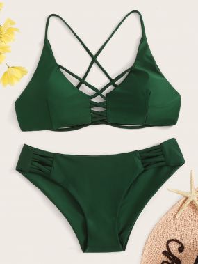 Зелёный модный купальник-бикини