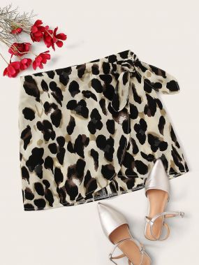 Леопардовая юбка на запах