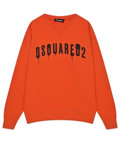 Оранжевый свитшот с черным лого Dsquared2 детский