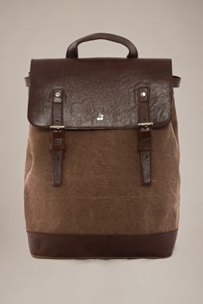 Рюкзак Черешня текстильный коричневого цвета с гладкой кожей (One Size)