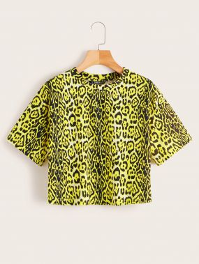Леопардовая кроп футболка
