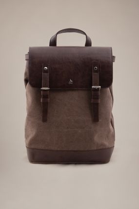 Рюкзак Черешня текстильный коричневого цвета из мерейной кожи (One Size)