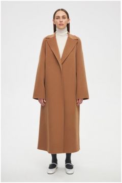 Пальто-халат  prav.da демисезонное, силуэт свободный, удлиненное, размер XL, бежевый, коричневый