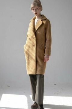 Пальто  УСТА К УСТАМ, демисезон/зима, шерсть, силуэт прямой, средней длины, размер XL, бежевый