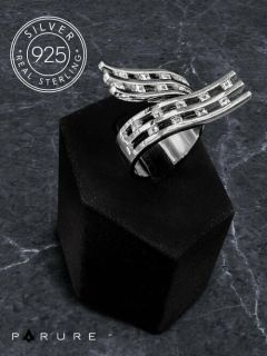 Кольцо PARURE, искусственный камень, кристаллы Swarovski, циркон, серебряный