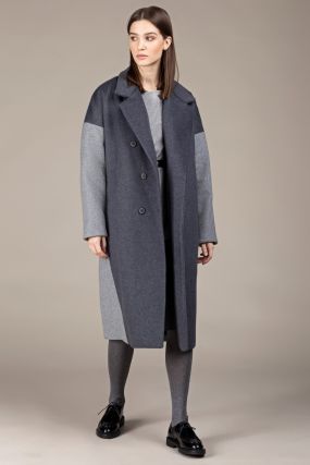 Пальто Черешня комбинированное серого цвета (42-46)