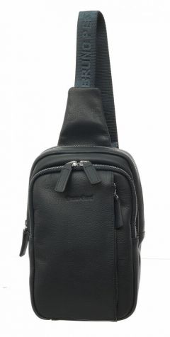 Рюкзак  слинг Bruno Perri, натуральная кожа, внутренний карман, регулируемый ремень, черный, синий