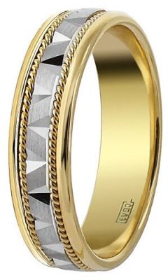 Кольцо обручальное AZADE, золото, 585 проба, размер 15, ширина 5 мм, желтый, белый