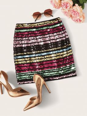Разноцветная юбка мини с блестками