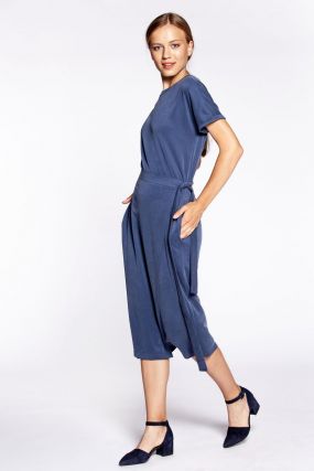 Платье Черешня из модала с запахом на талии светло-синего цвета (40-44)