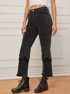 Короткие джинсы с необработанным низом без пояса