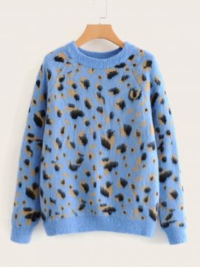 Мохеровый свитер с леопардовым принтом