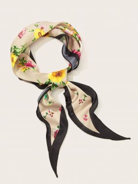 Цветочный узкий шарф
