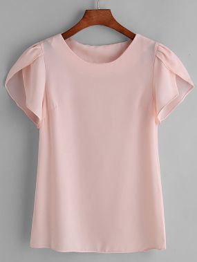 Розовая плиссированная блузка с воротником из шифона