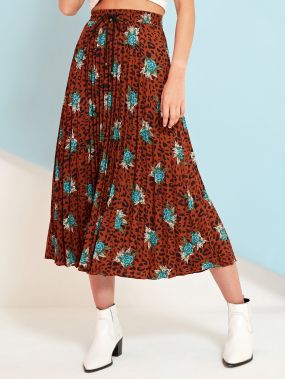Плиссированная юбка на кулиске с цветочным принтом