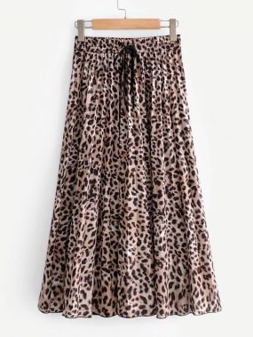 Леопардовая юбка с басоном эластичным