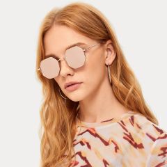 Солнцезащитные очки с зеркальной линзой в металлической оправе