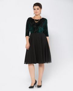 Платье, р. 62, цвет черный/зеленый