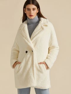 Плюшевое пальто с карманом