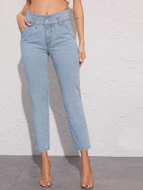 Короткие джинсы с широкой талией