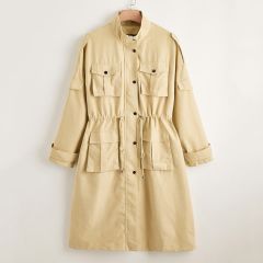 Пальто размера плюс на кулиске с карманом и молнией