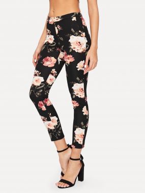 Укороченные брюки с цветочным принтом