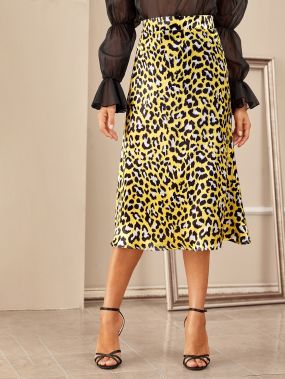 Миди-юбка с леопардовым принтом