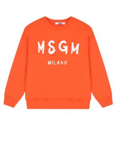 Оранжевый свитшот с белым лого MSGM детский