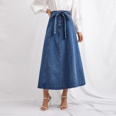 Длинная джинсовая юбка с высокой талией