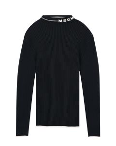 Черный свитер с белым лого MSGM детский