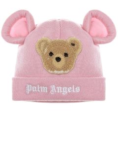 Розовая шапка с декоративными ушками Palm Angels детская