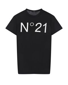 Черная футболка с крупным белым логотипом No. 21 детская