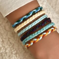Разноцветный плетеный браслет 6шт