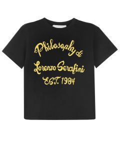 Черная футболка с желтым логотипом Philosophy di Lorenzo Serafini Kids детская
