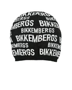 Черная шапка со сплошным белым лого Bikkembergs детская