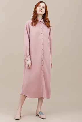 Платье-рубашка Черешня однотонное розовое (42-46)