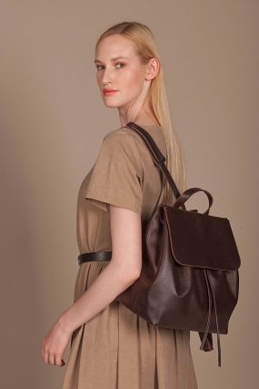 Рюкзак Черешня темно-коричневого цвета (One Size)