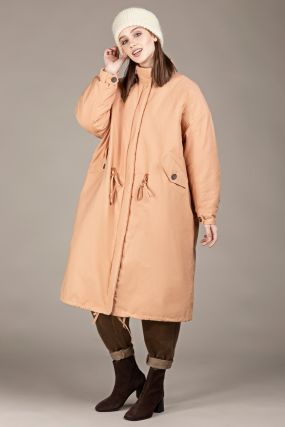 Куртка Черешня утепленная на завязках с воротником стойка персикового цвета (42-46)