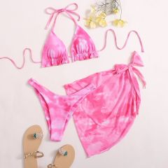3 пакета разноцветный купальник бикини и пляжная юбка
