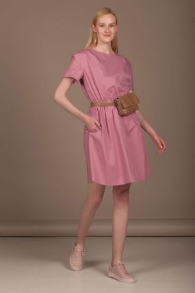 Платье Черешня мини в горошек розового цвета (40-42)